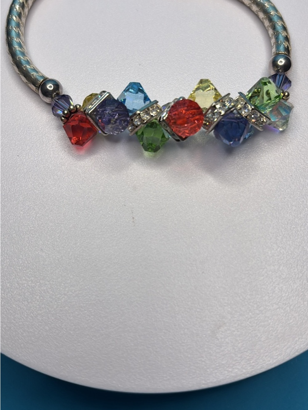 Swarovski Multicolor Crystal Bead Bracelet with Rhinestone Spacers